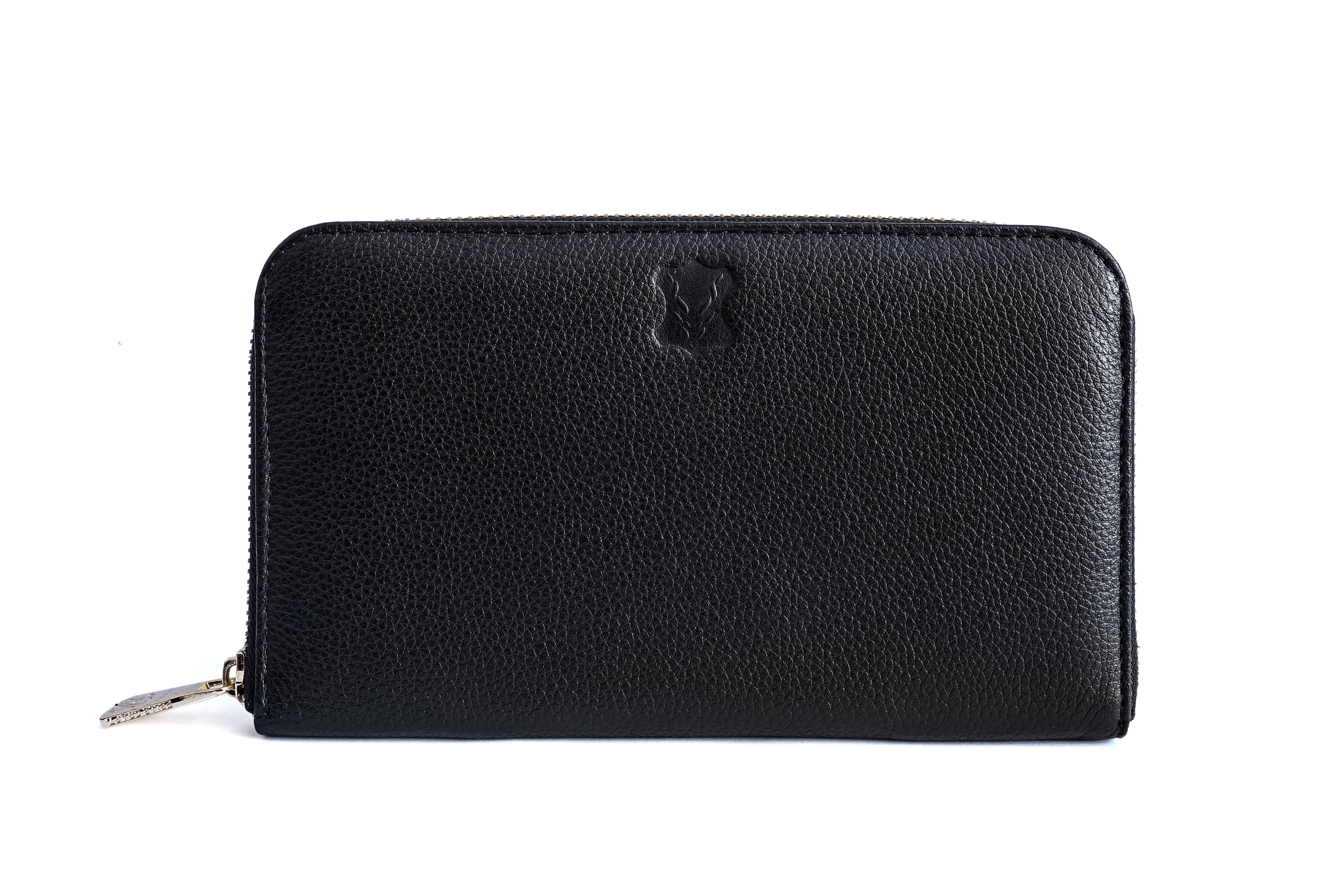 Clutch Wallet Plain Black Leather