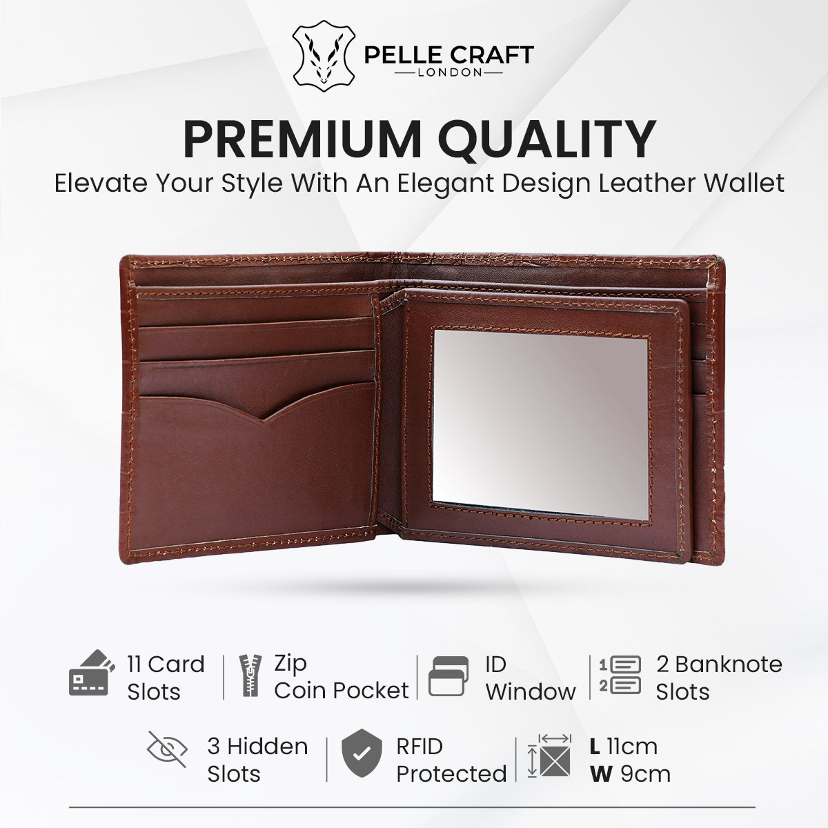 11 Card BillFold Wallet Croc Black