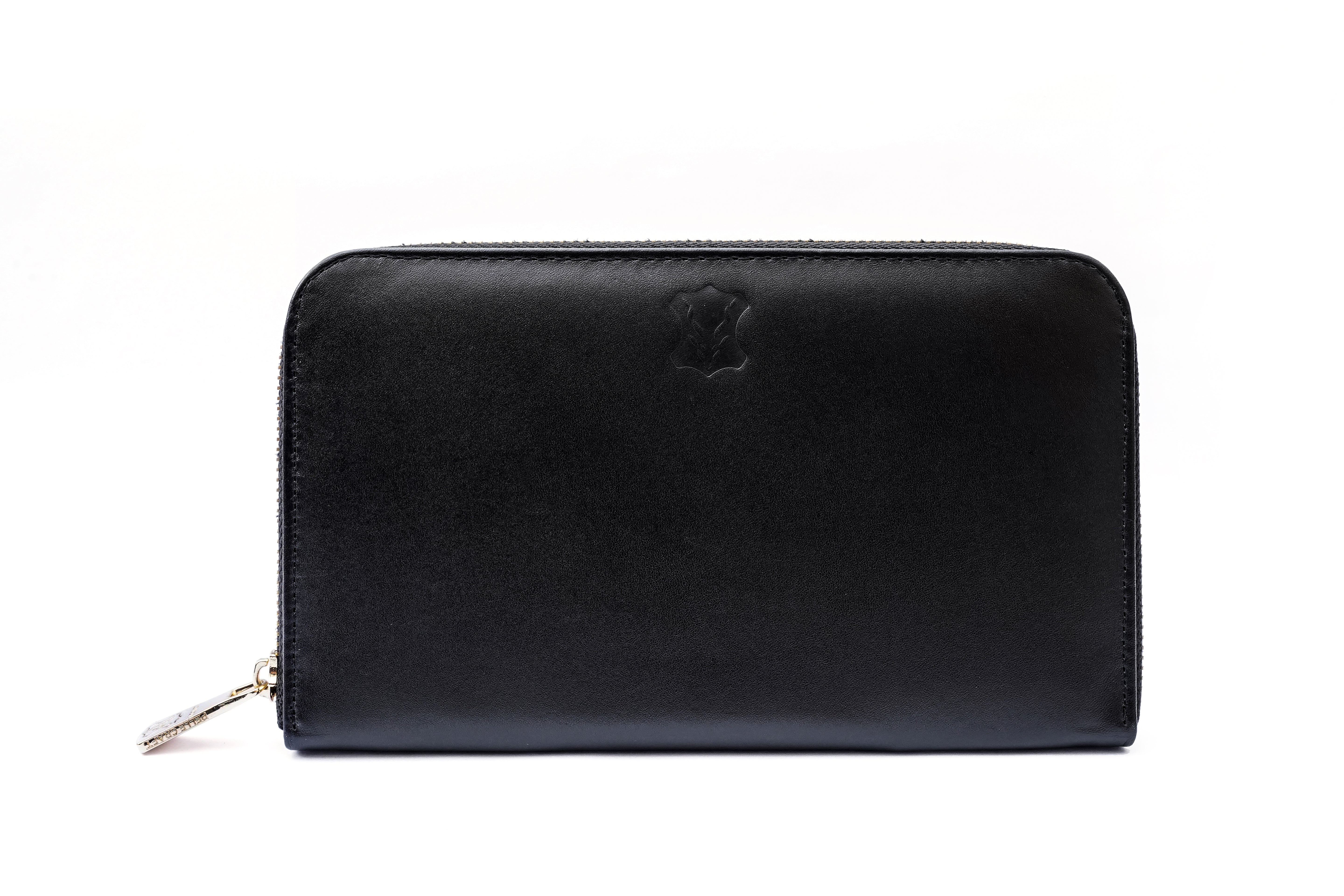 Clutch Wallet Plain Black Leather