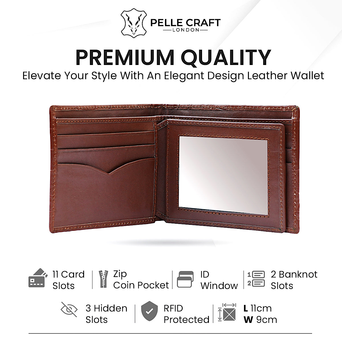 11 Card BillFold Wallet Croc Mocha