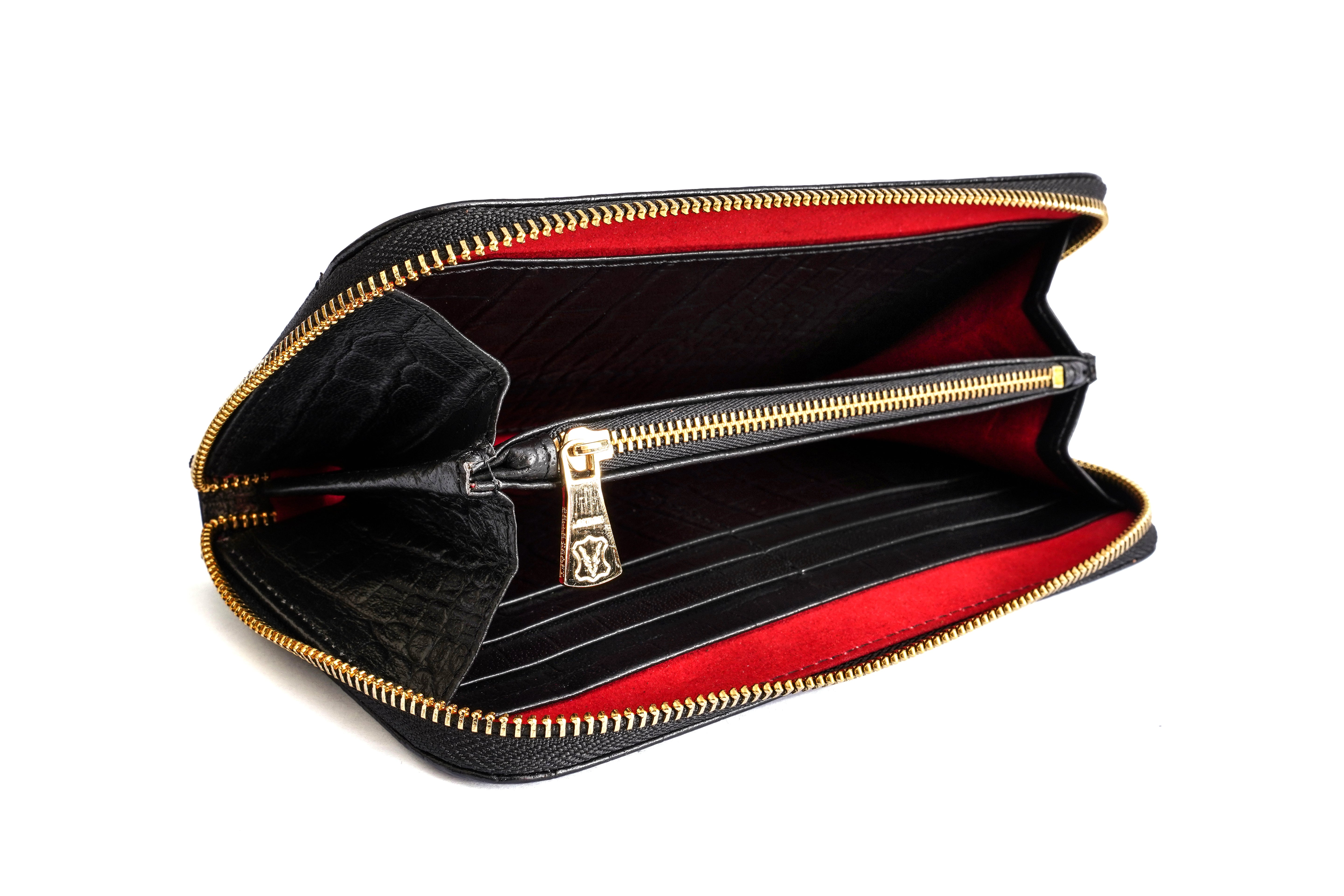 CLUTCH WALLET CROC BLACK