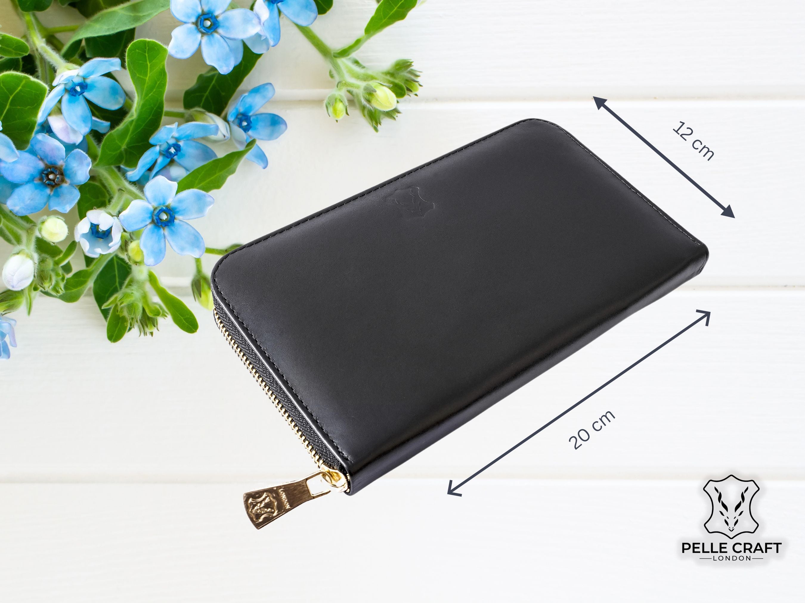 Clutch Wallet Plain Black Leather