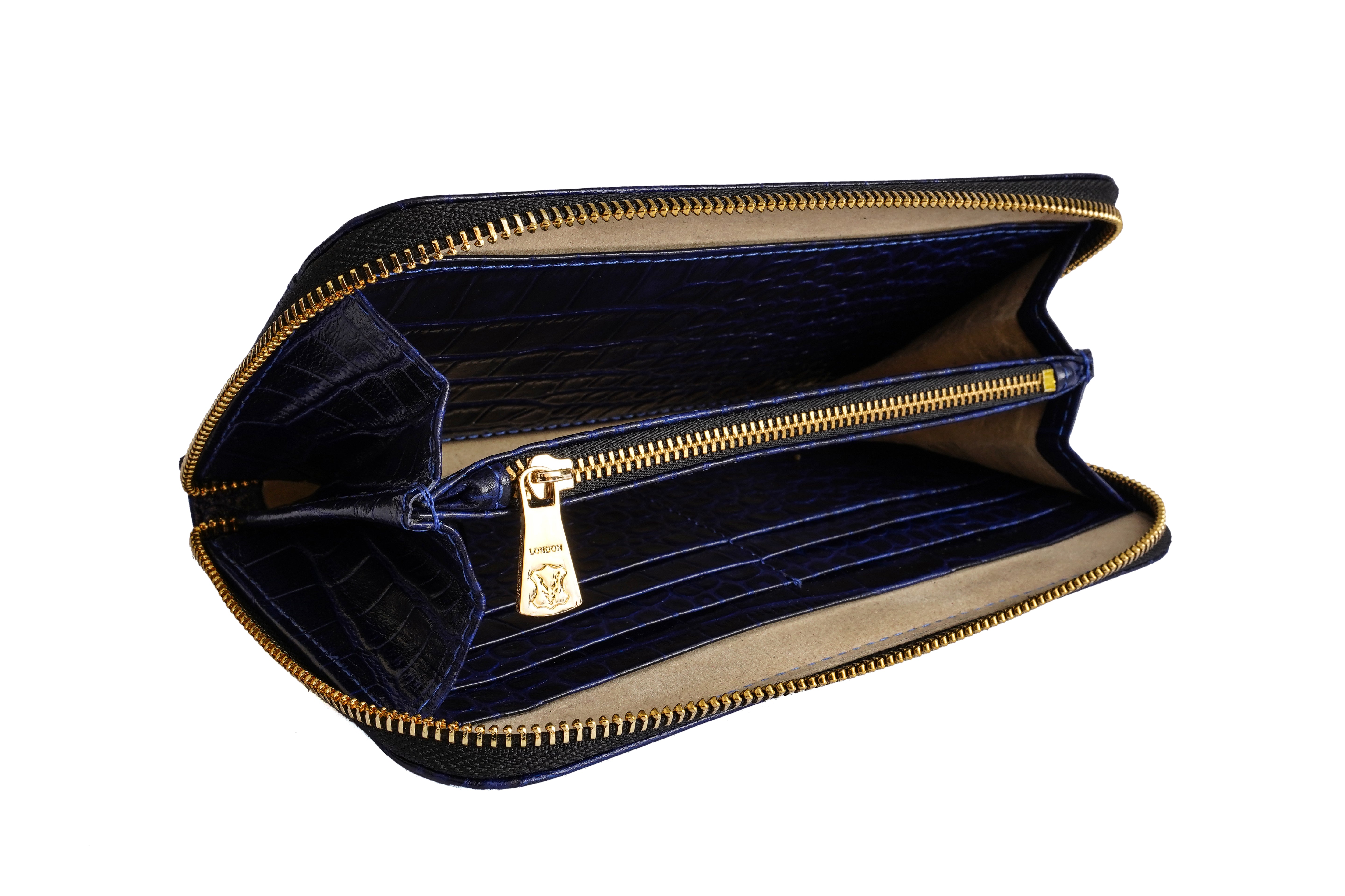 CLUTCH WALLET CROC BLACK
