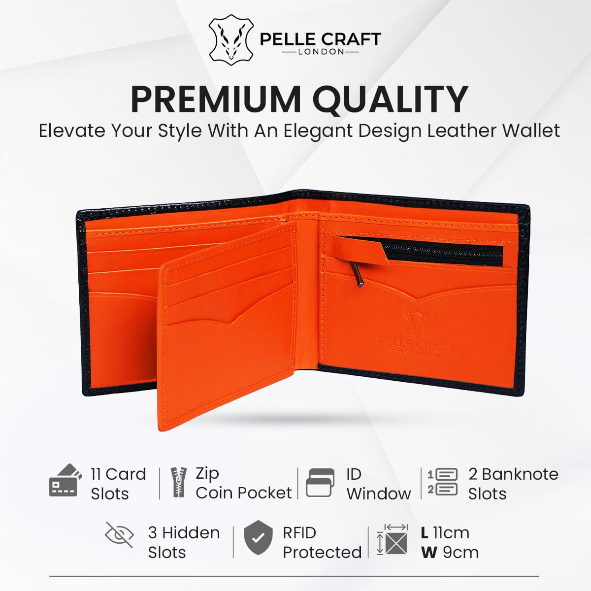 11 Card BillFold Wallet Croc Black/Orange