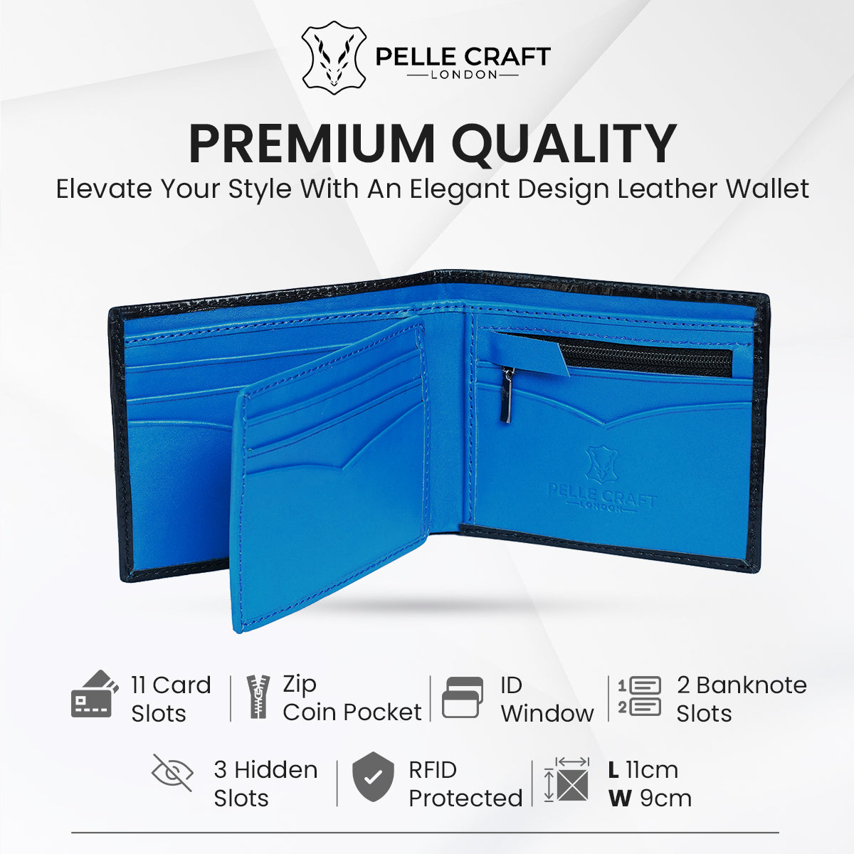11 Card BillFold Wallet Croc Black