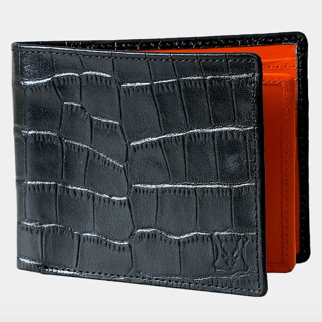 11 Card BillFold Wallet Croc Black/Orange