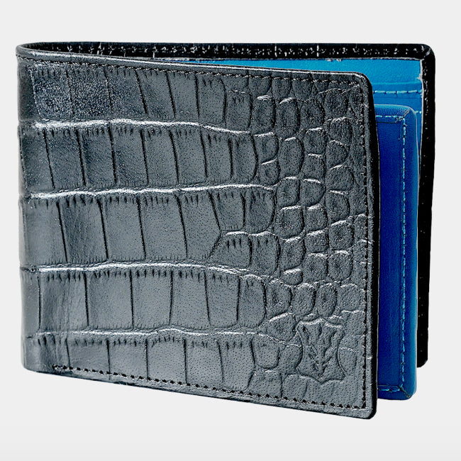 11 Card BillFold Wallet Croc Black/Blue