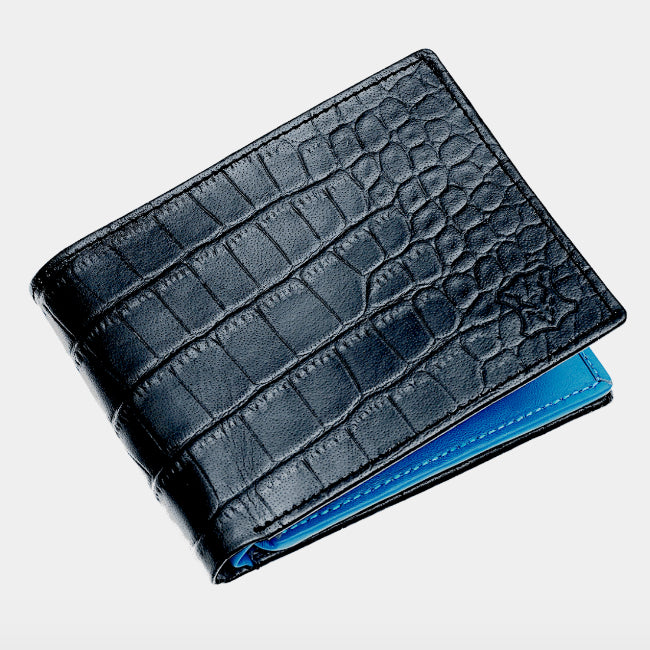 11 Card BillFold Wallet Croc Black/Blue