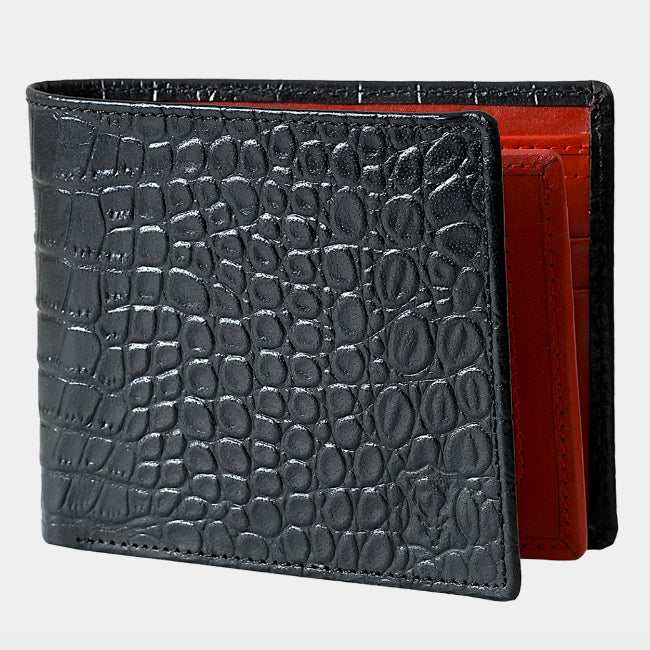 11 Card BillFold Wallet Croc Black/Orange