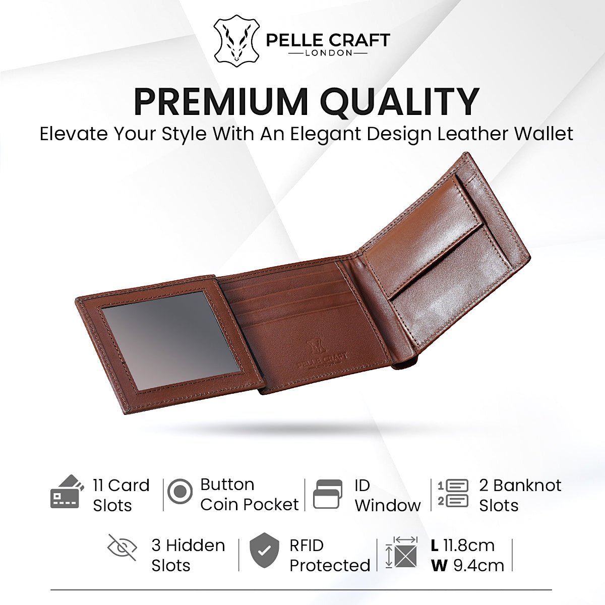 Bi Fold Coin Wallet with 12 c/c & window