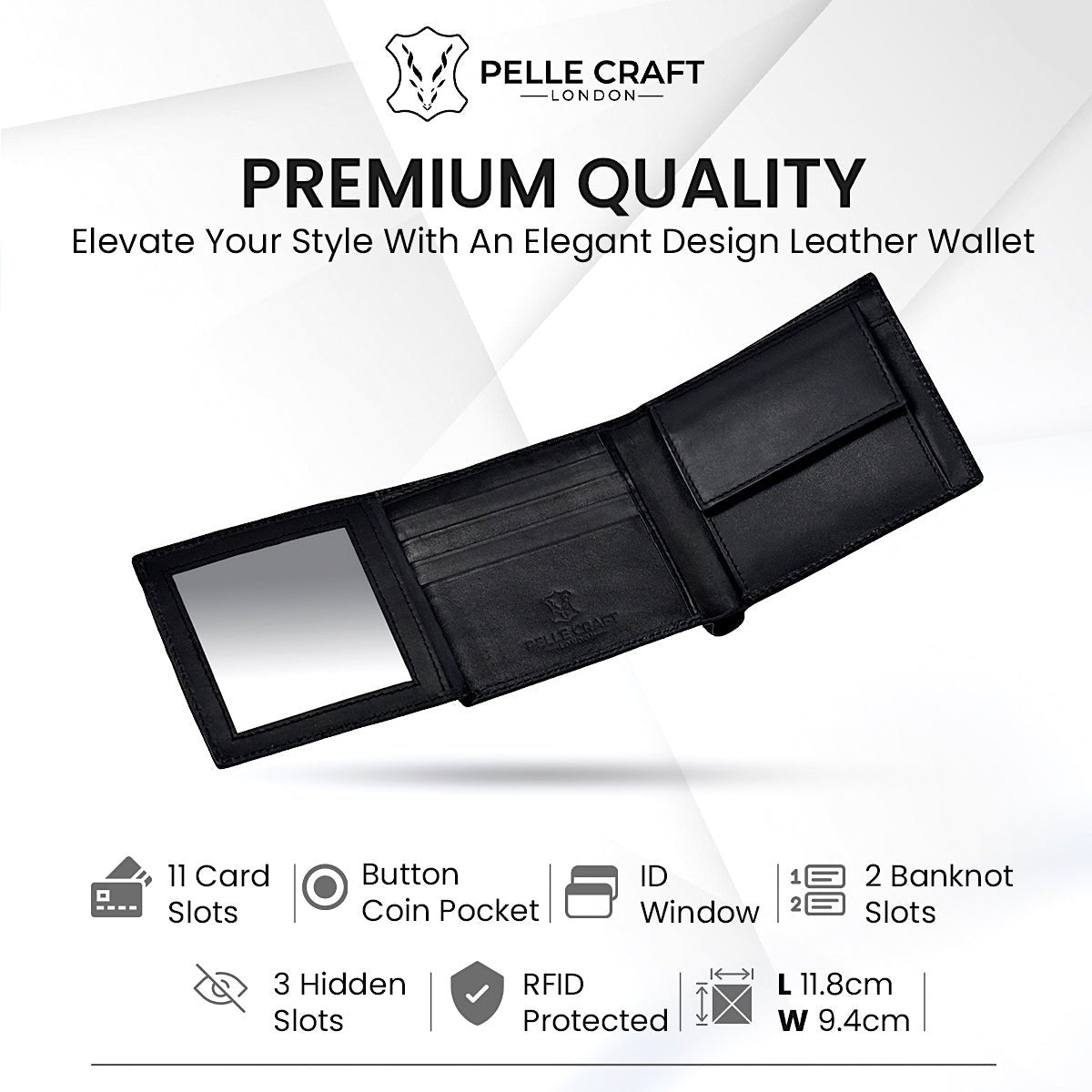 Bi Fold Coin Wallet with 12 c/c & window