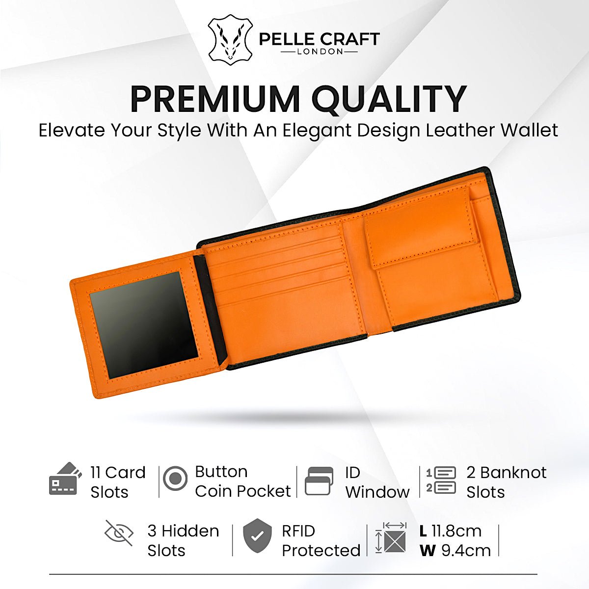 Bi Fold Coin Wallet with 12 c/c & window