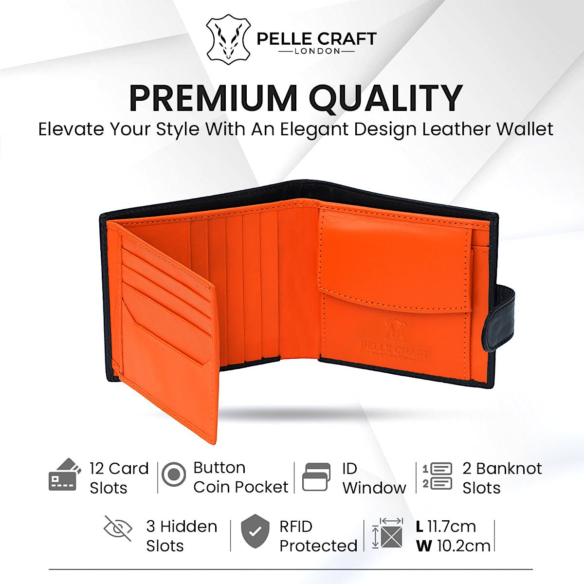 Bi Fold Coin Button Wallet with 13 c/c & Window