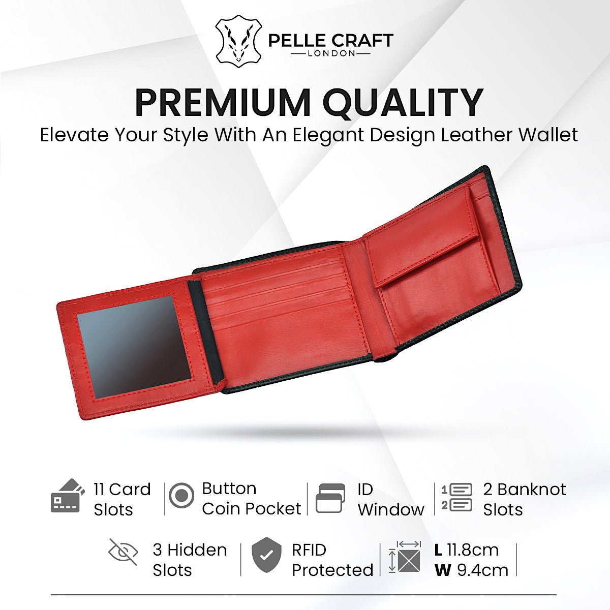 Bi Fold Coin Wallet with 12 c/c & window