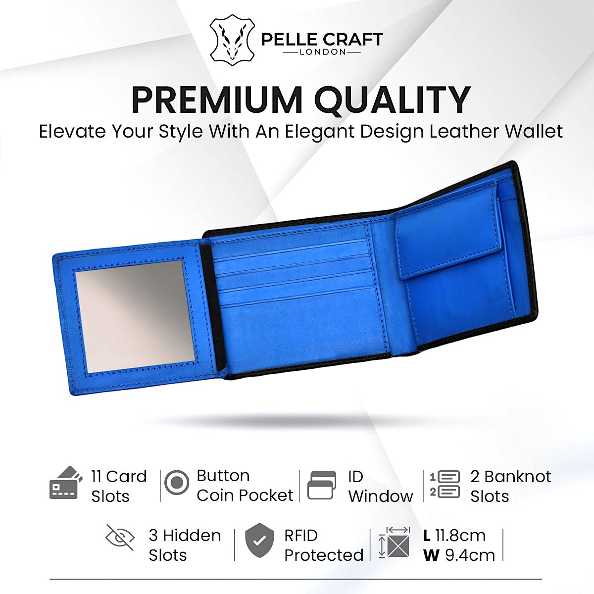 Bi Fold Coin Wallet with 12 c/c & window