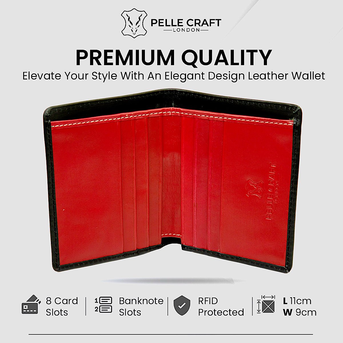 Bifold Slim Card Wallet with 8 c/c